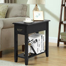 2 Tier End Bedside Sofa Side Table Narrow Nightstand-Black