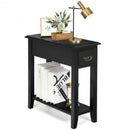 2 Tier End Bedside Sofa Side Table Narrow Nightstand-Black
