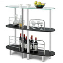 3-tier Bar Cabinets Table with Tempered GlassTop