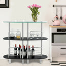 3-tier Bar Cabinets Table with Tempered GlassTop