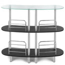 3-tier Bar Cabinets Table with Tempered GlassTop