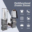 8 Drawer Fabric Dresser with Rack Multifunctional Storage Tower Metal