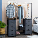8 Drawer Fabric Dresser with Rack Multifunctional Storage Tower Metal