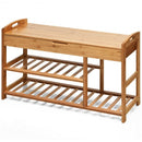 3-Tier Bamboo Shoe Bench Entryway Storage Rack-Beige