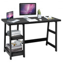 Trestle Computer Desk Home Office Workstation with Removable Shelves-Black