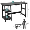Trestle Computer Desk Home Office Workstation with Removable Shelves-Black