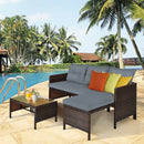 3 Piece Patio Wicker Rattan Sofa Set-Gray
