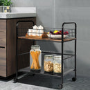 2-Tier Storage Rolling Cart Trolley with Lockable Wheels Organizer