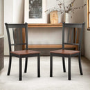 2 Pieces Solid Whitesburg Spindle Back Wood Dining Chairs-Black