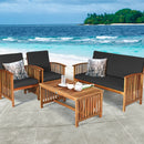 4PCS Patio Solid Wood Furniture Set-Black