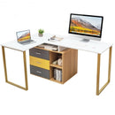87" 2 Person Adjustable L-Shaped Computer Desk