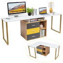 87" 2 Person Adjustable L-Shaped Computer Desk