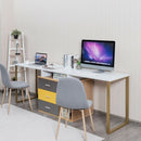 87" 2 Person Adjustable L-Shaped Computer Desk