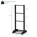 3-Bar Acacia Wood Freestanding Bathroom Towel Rack  with Bottom Storage Shelf-Black