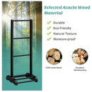 3-Bar Acacia Wood Freestanding Bathroom Towel Rack  with Bottom Storage Shelf-Black