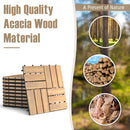 10 Pieces 12" x 12" Acacia Wood  Interlocking Check Deck Tiles