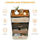 4-Tier Organizer Tower Steel Frame Wooden Top Storage with 5-Drawer Dresser