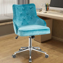 Tufted Upholstered Swivel Computer Desk Chair with Nailed Tri-Turquoise