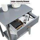 Wooden Nightstand  End Table Storage Display -Gray