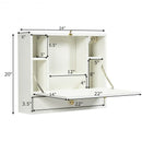 Wall Mounted Folding Laptop Desk Hideaway Storage with Drawer-White