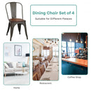 18 Inch Height Set of 4 Stackable Style Metal Wood Dining Chair-Gun