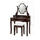 10 Dimmable Lights Vanity Table Set with Lighted Mirror and Cushioned Stool-Coffee