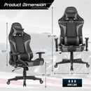 Reclining Swivel Massage Gaming Chair with Lumbar Support-Blue