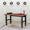 48"×24" Adjustable Height Mobile Workbench with Caster-Coffee