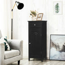 Wooden Storage Free-Standing Floor Cabinet with Drawer and Shelf-Black