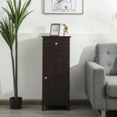 Wooden Storage Free-Standing Floor Cabinet with Drawer and Shelf-Brown