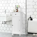 Wooden Storage Free-Standing Floor Cabinet with Drawer and Shelf-White