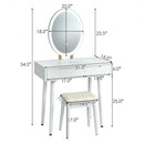 Touch Screen Vanity Makeup Table Stool Set -White