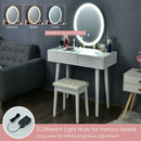 Touch Screen Vanity Makeup Table Stool Set -White