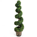 2-Set 4' Artificial  Décor Green Boxwood Spiral Tree