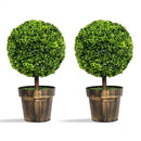 2 Pcs 24" Artificial Boxwood Topiary Ball Tree for House and Office
