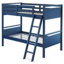 Twin Over Twin Bunk Bed Convertible 2 Individual Beds Wooden -Navy