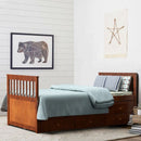 Twin Captain’s Bed with Trundle Bed with 3 Storage Drawers-Walnut