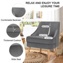 Velvet Upholstered Accent Chair with Rubber Wood Legs-Gray