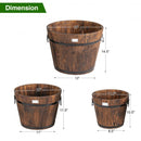 3 Pieces Wooden Planter Barrel Set with Multiple Size for Decorative Flower Bed