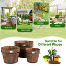 3 Pieces Wooden Planter Barrel Set with Multiple Size for Decorative Flower Bed