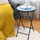 14 Inch Round End Table with Ceramic Tile Top