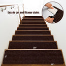 15 Pieces 30" x 8" Slip-resistant Soft Stair Treads Carpet-Brown