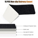 15 Pieces 30" x 8" Slip Resistant Soft Stair Treads Carpet-Black