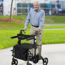 Folding Rollator Walker with Seat and Wheels Supports up to 300 lbs-Black