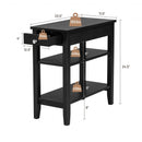 3-Tier Side End Table with Drawer Double Shelf-Black