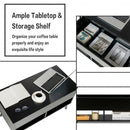 31.5" Lift Top Coffee Table with Hidden Compartment and 2 Storage Shelves-Black