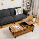 43" Lift Top Coffee Table with Storage Compartment and Metal Frame -Coffee