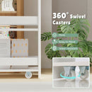 Rolling Kitchen Slim Storage Cart Mobile Shelving Organizer with Handle-White