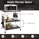 3-Tier Kitchen Baker's Rack Microwave Oven Storage Cart with Hooks-Deep Brown