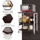 3-Tier Kitchen Baker's Rack Microwave Oven Storage Cart with Hooks-Deep Brown